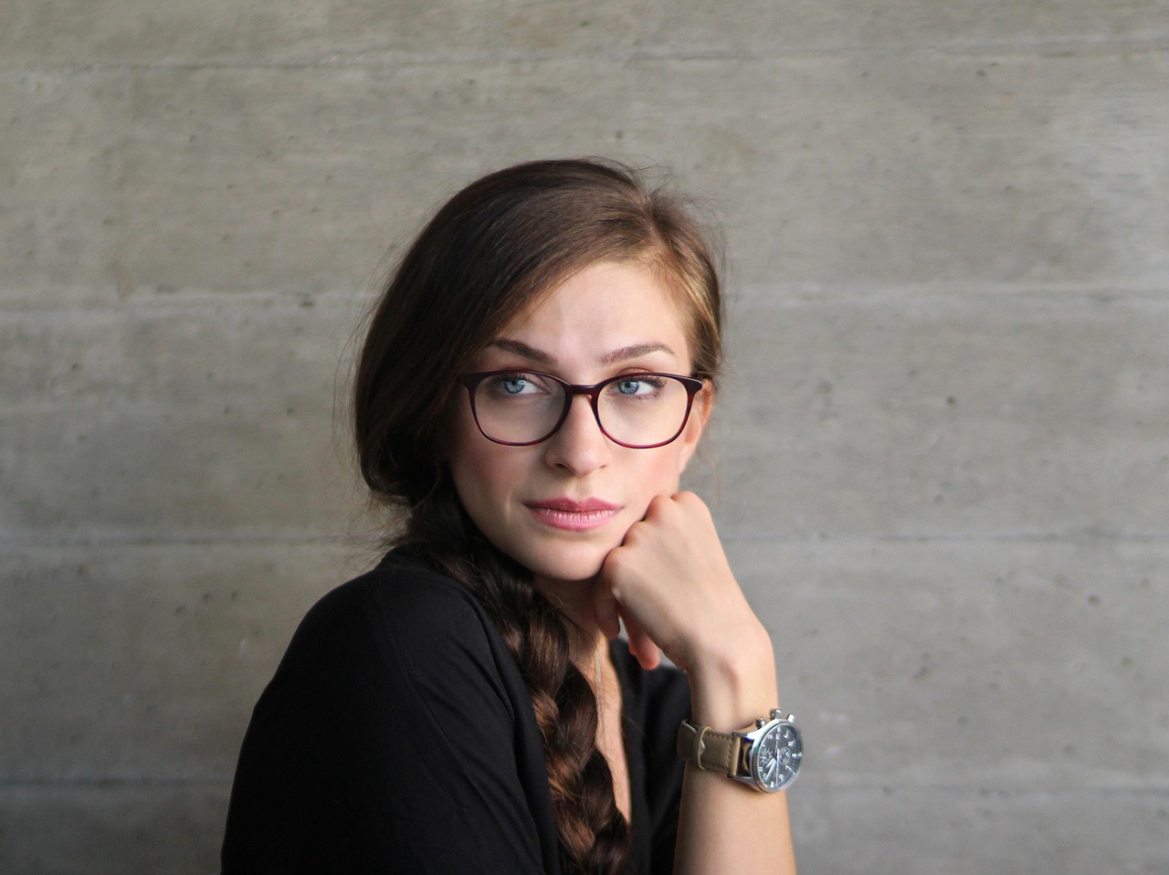 Woman wearing glasses